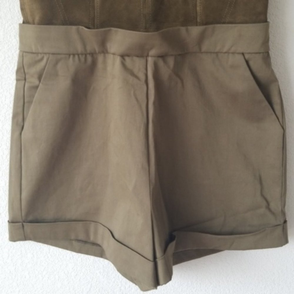 NWT {Alice + Olivia} Olive Lamb Leather Top Romper - Picture 5 of 8